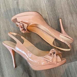 Preview by Nordstrom Blush Patent Peep Toe Heels